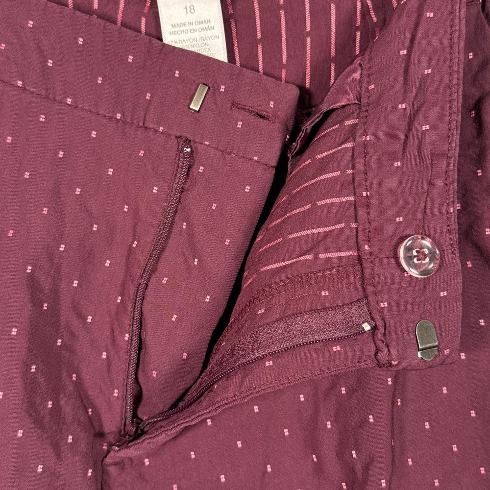 Time and‎ Tru Pants Women's 18 36x28" Burgundy w/Pink Stretch Zipper Pockets - Picture 5 of 7